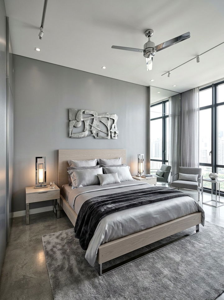 Silver Contemporary Bedroom - 30 monochromatic bedroom ideas