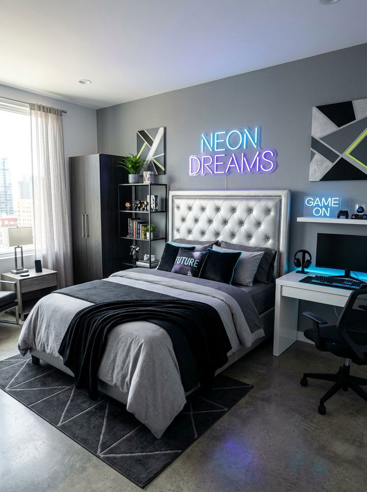 Silver Faux Leather Tufted Headboard - 30 bedroom tufted headboards