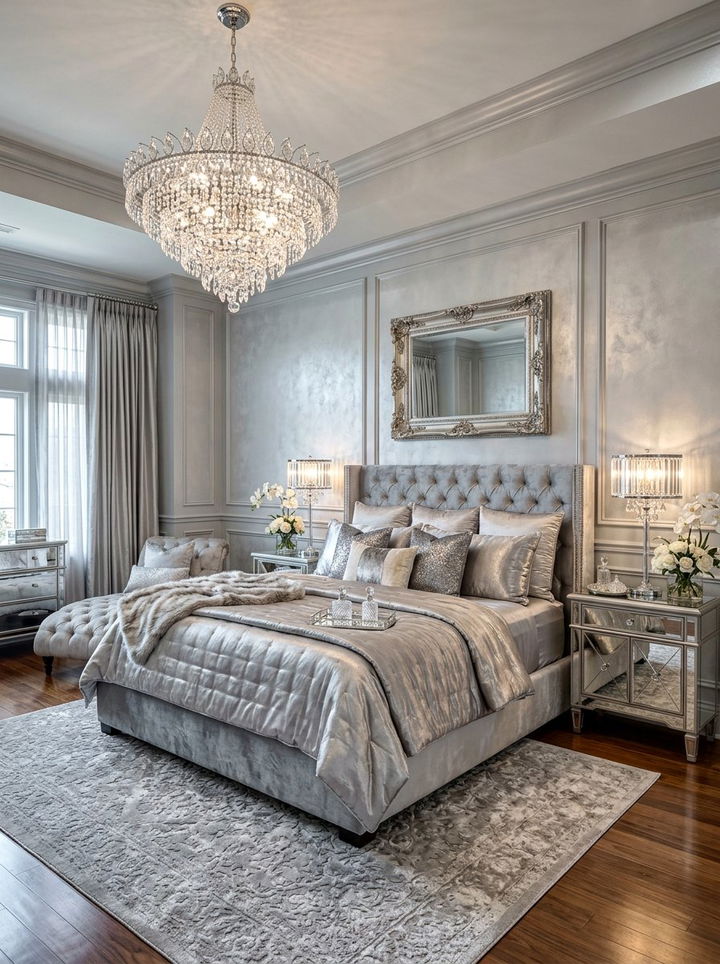 Silver Gray Glamorous Bedroom - 30 gray bedroom ideas