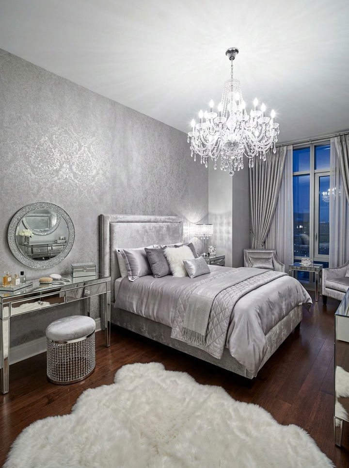 Silver Grey Luxury Suite - 30 grey bedroom design ideas