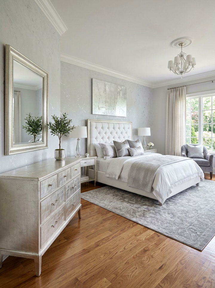 Silver Leaf Furniture Bedroom - 30 silver and white bedroom ideas