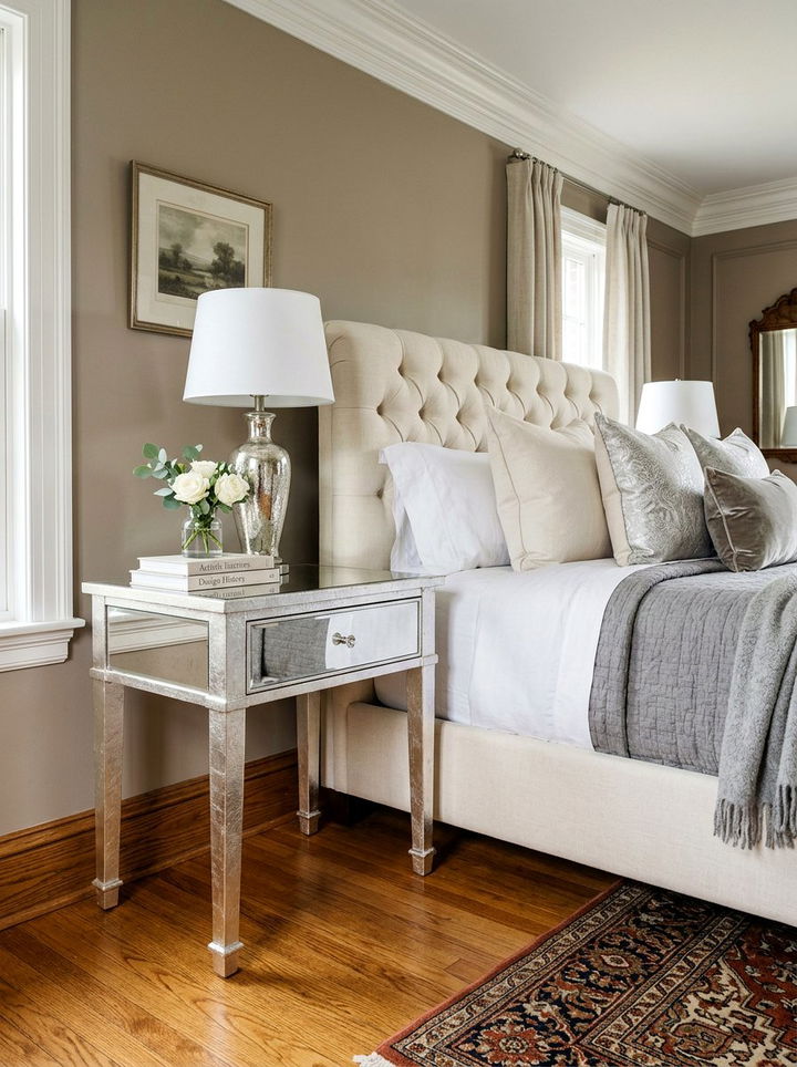 Silver Leaf Mirrored Nightstand - 30 bedroom mirrored nightstands