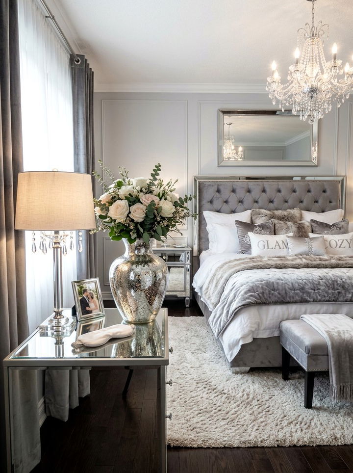 Silver Mercury Glass Vase - 30 bedroom vase ideas