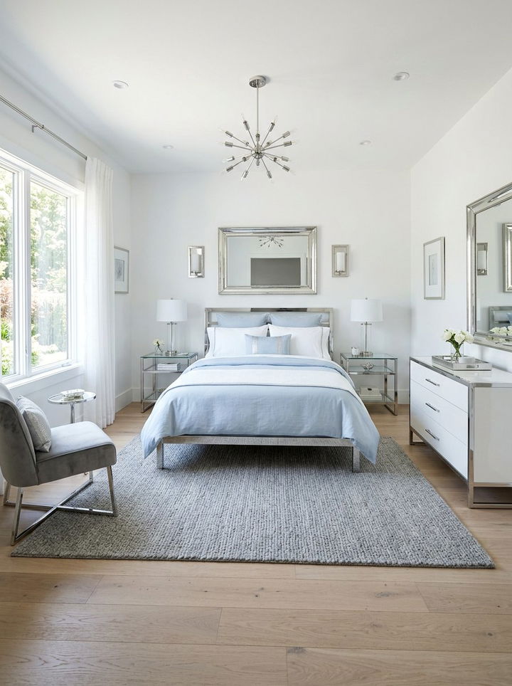 Silver Metallic Accent Bedroom - 30 modern glam bedroom ideas