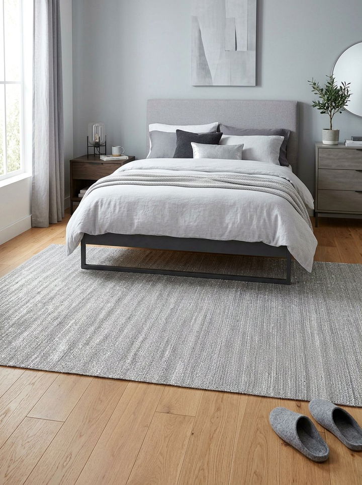 Silver Metallic Rug - 30 silver accent bedroom ideas