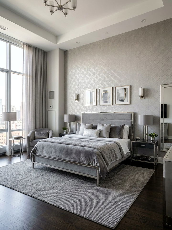 Silver Metallic Wallpaper - 30 silver accent bedroom ideas
