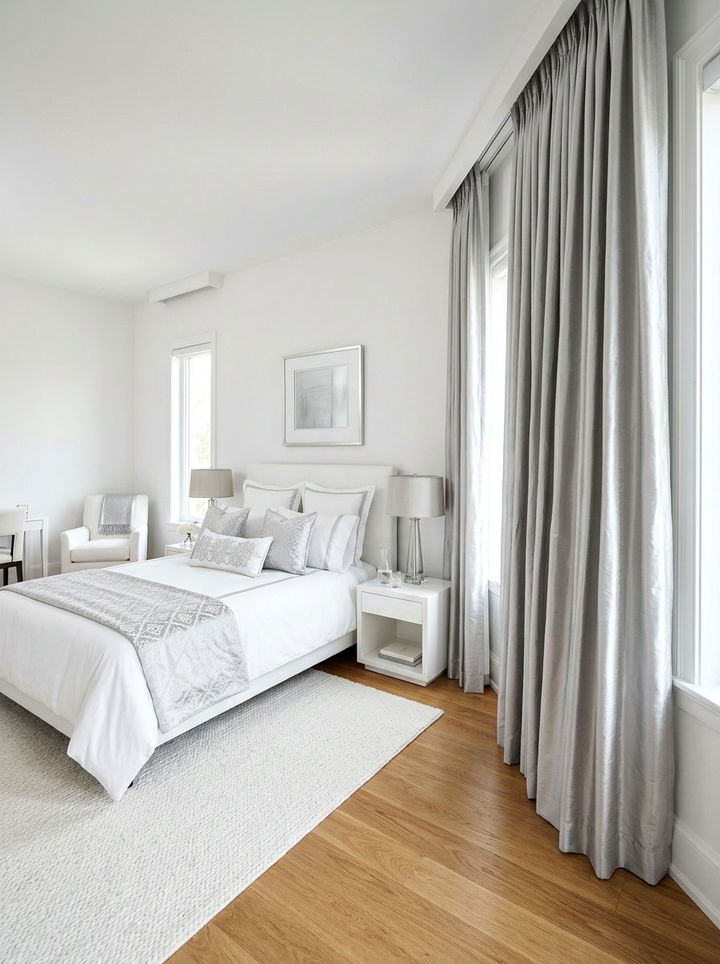 Silver Silk Curtains White Bedroom - 30 silver and white bedroom ideas
