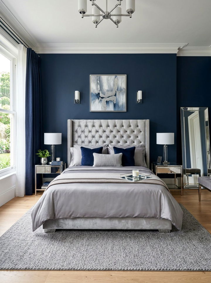 Silver Velvet Button Tufted Headboard - 30 bedroom velvet headboards