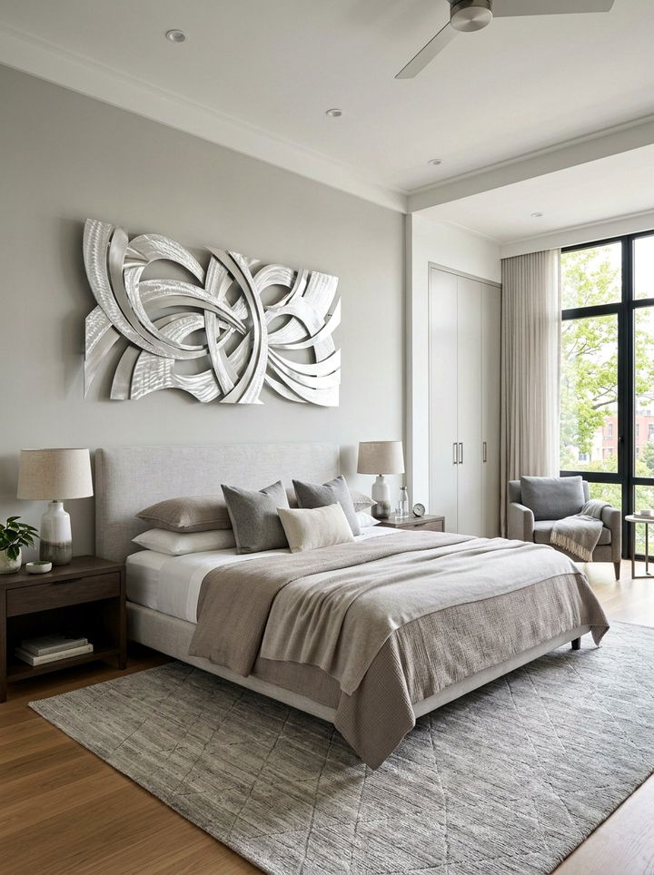 Silver Wall Art - 30 silver accent bedroom ideas