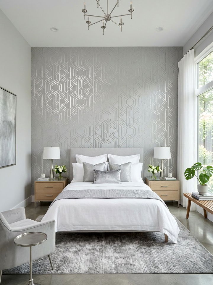 Silver Wallpaper Bedroom - 30 silver and white bedroom ideas