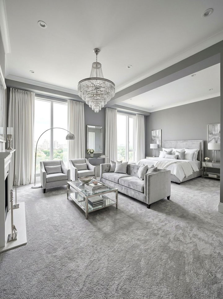Silver White Master Suite - 30 silver and white bedroom ideas
