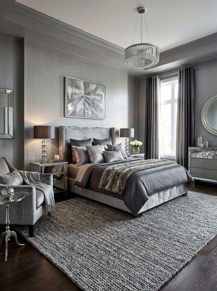 Silver and gray glam bedroom - 30 glam bedroom ideas