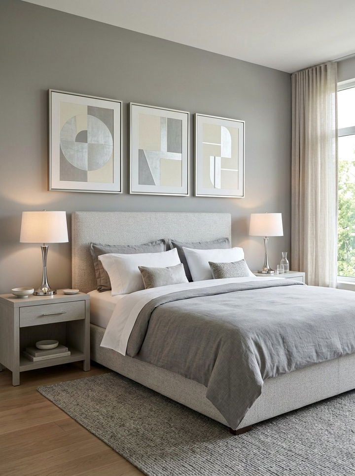 Silver bedside lamps - 30 grey bedroom accessories ideas