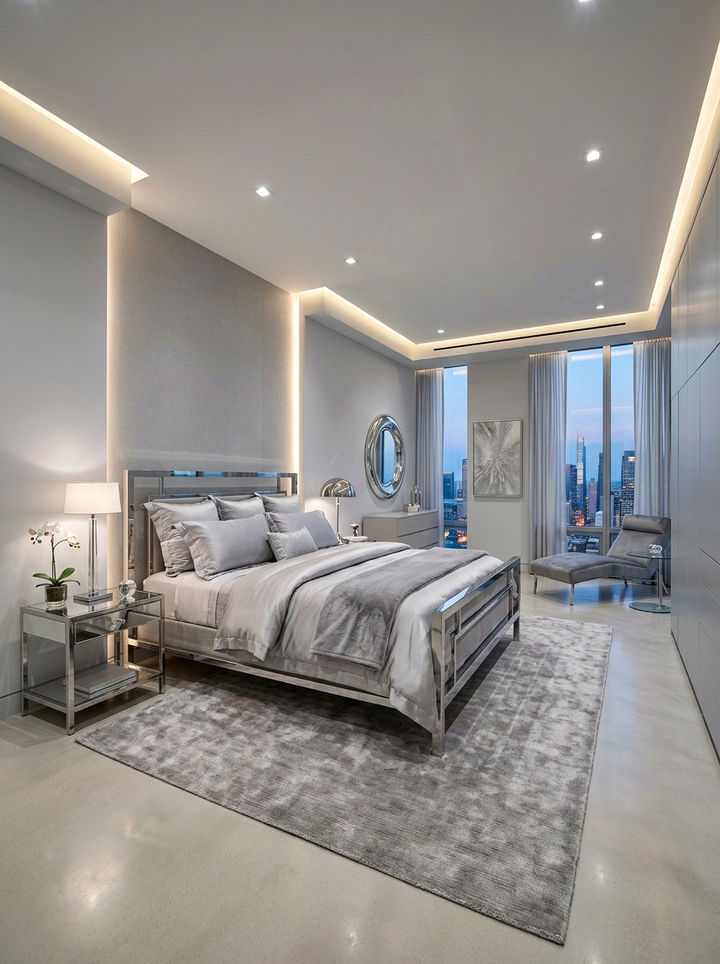 Silver gray luxury bedroom - 30 pale color bedroom ideas