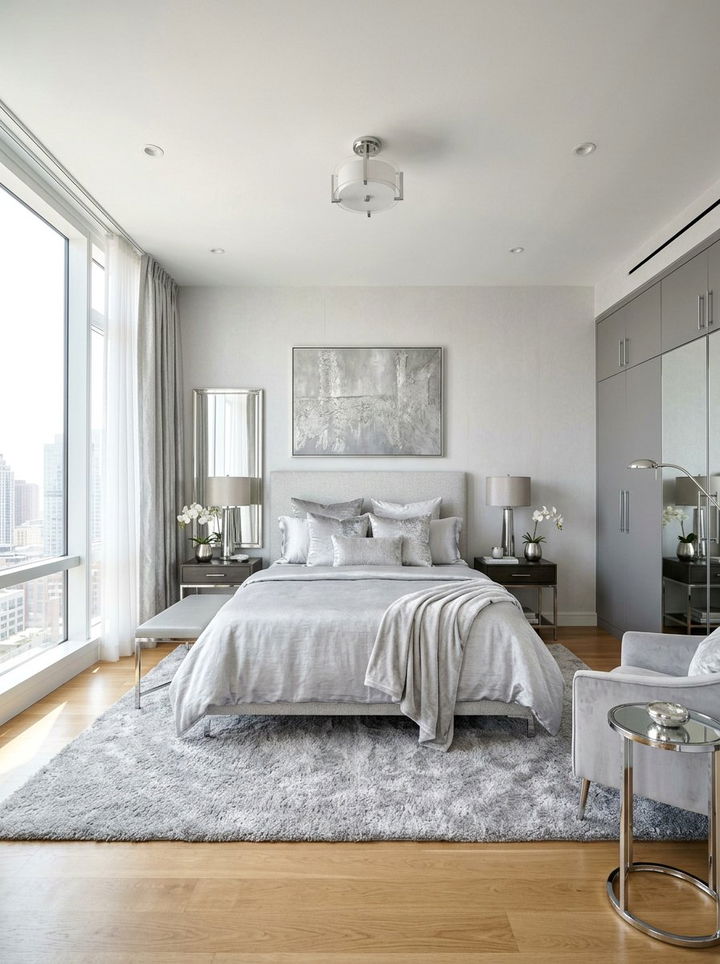 Silver grey bedroom - 30 minimalist grey bedroom ideas