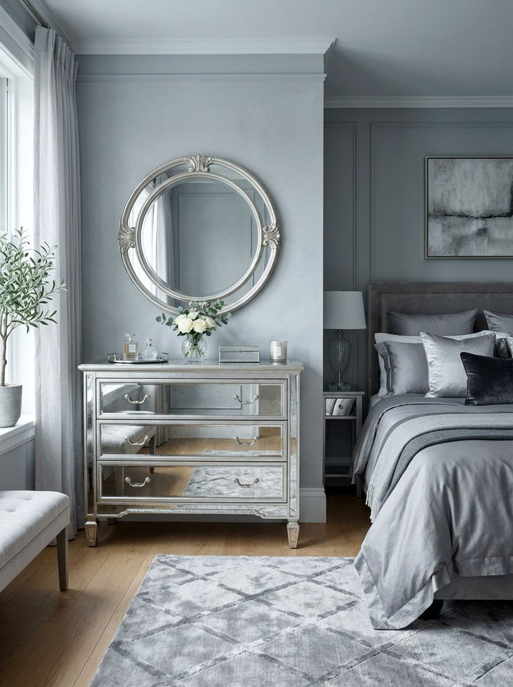 Silver leaf mirrored dresser - 30 bedroom mirrored dressers