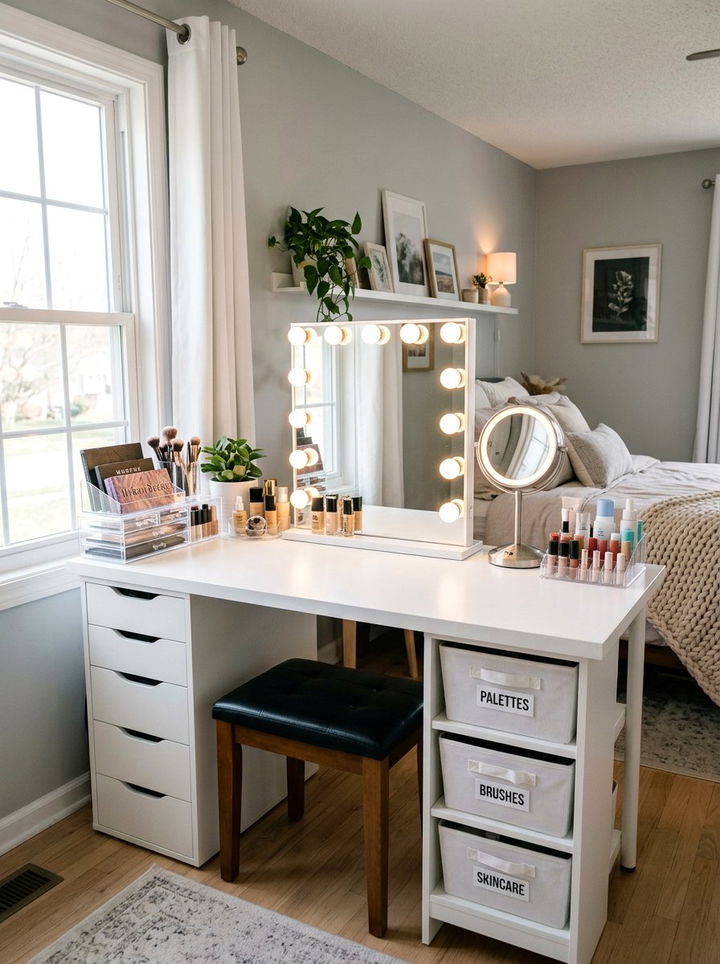 Simple White Desk For Makeup - 30 bedroom makeup vanities