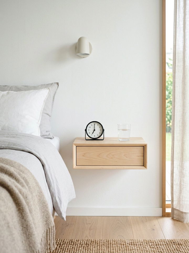 Simple floating nightstand - 30 Finnish bedroom ideas