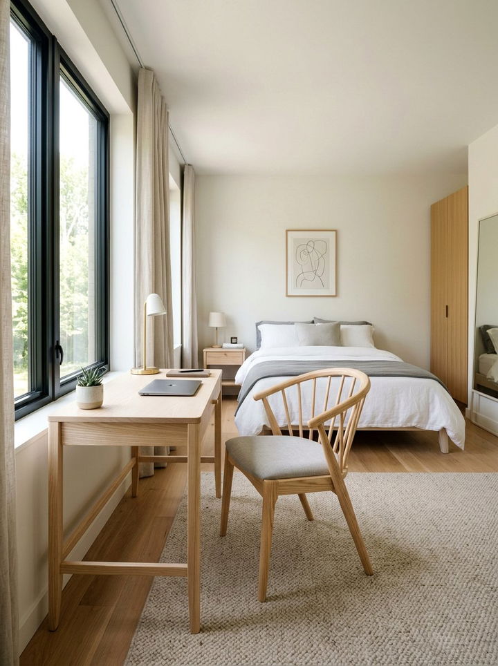 Simple wooden chair - 30 dust-free bedroom ideas