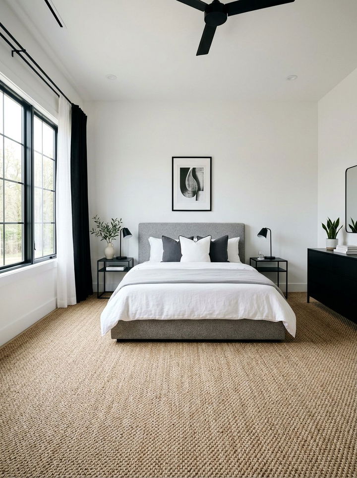 Sisal Carpet - 30 layered texture bedroom ideas