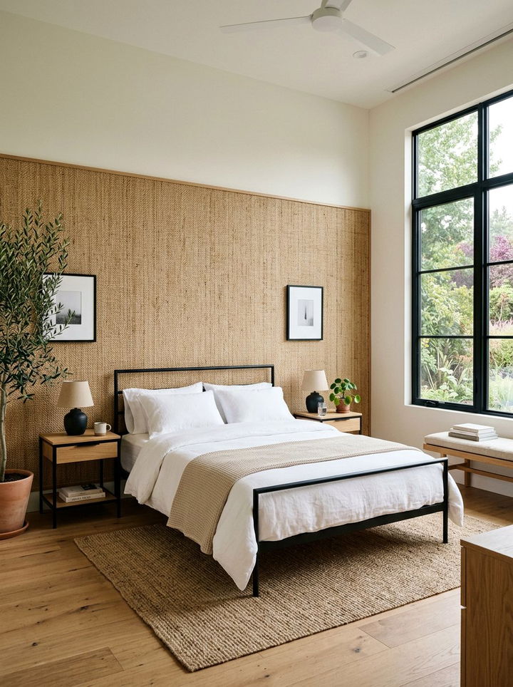 Sisal accent wall - 30 sisal bedroom ideas