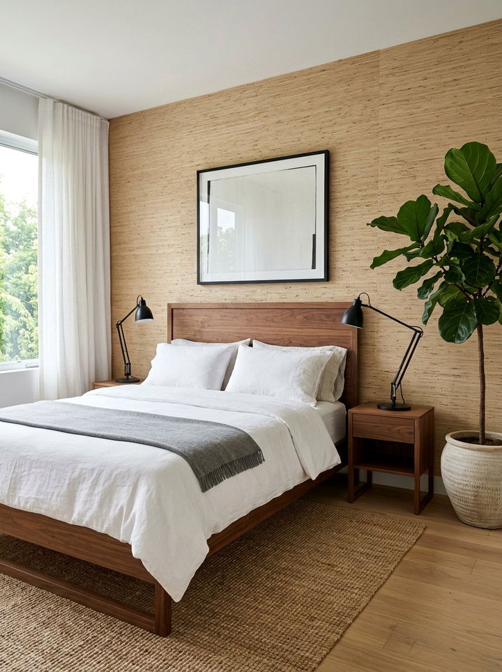 Sisal grasscloth wallpaper - 30 bedroom grasscloth wallpapers