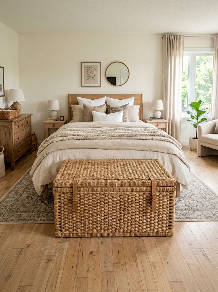 Sisal trunk storage - 30 sisal bedroom ideas