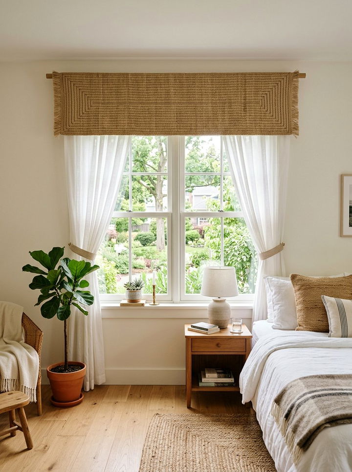 Sisal window valance - 30 sisal bedroom ideas