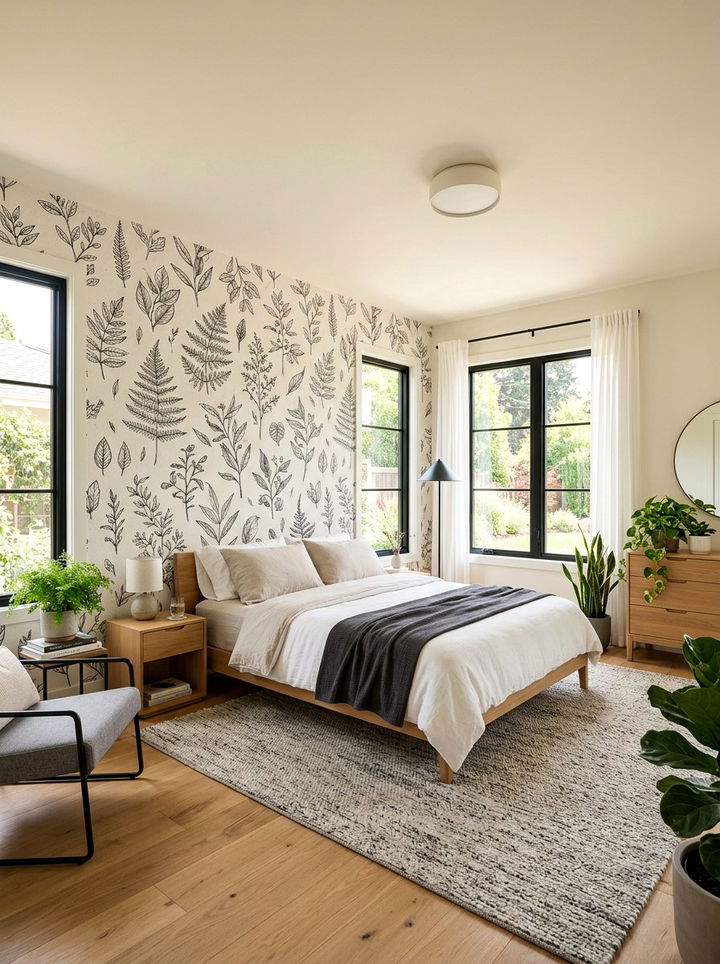 Sketched Botanical Wallpaper - 30 bedroom botanical wallpapers