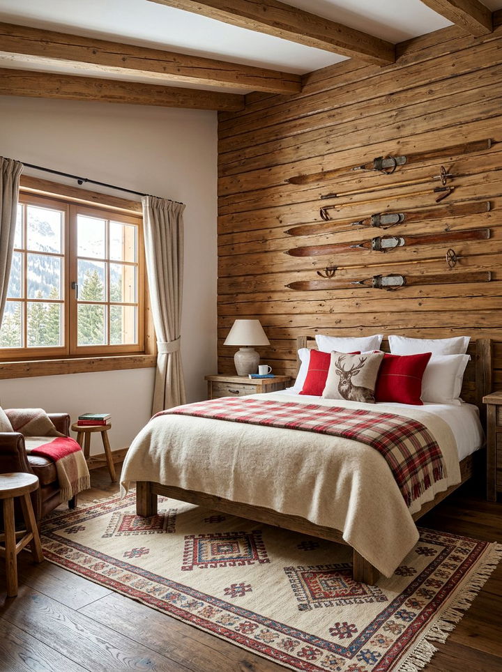 Ski Wall Decor - 30 cabin bedroom ideas