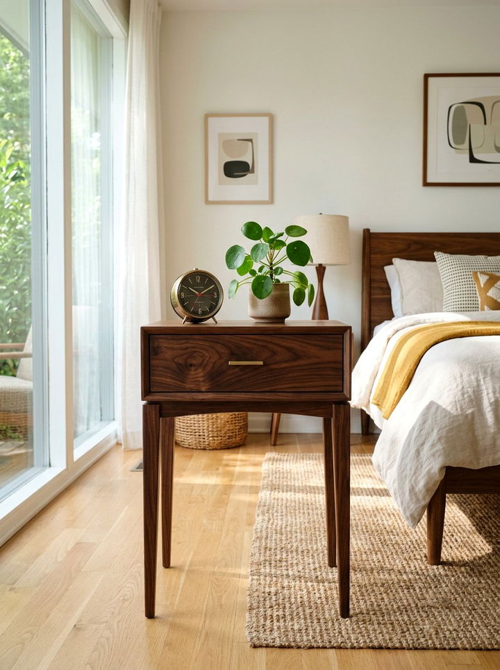 Skinny Walnut Nightstand - 30 bedroom narrow nightstands