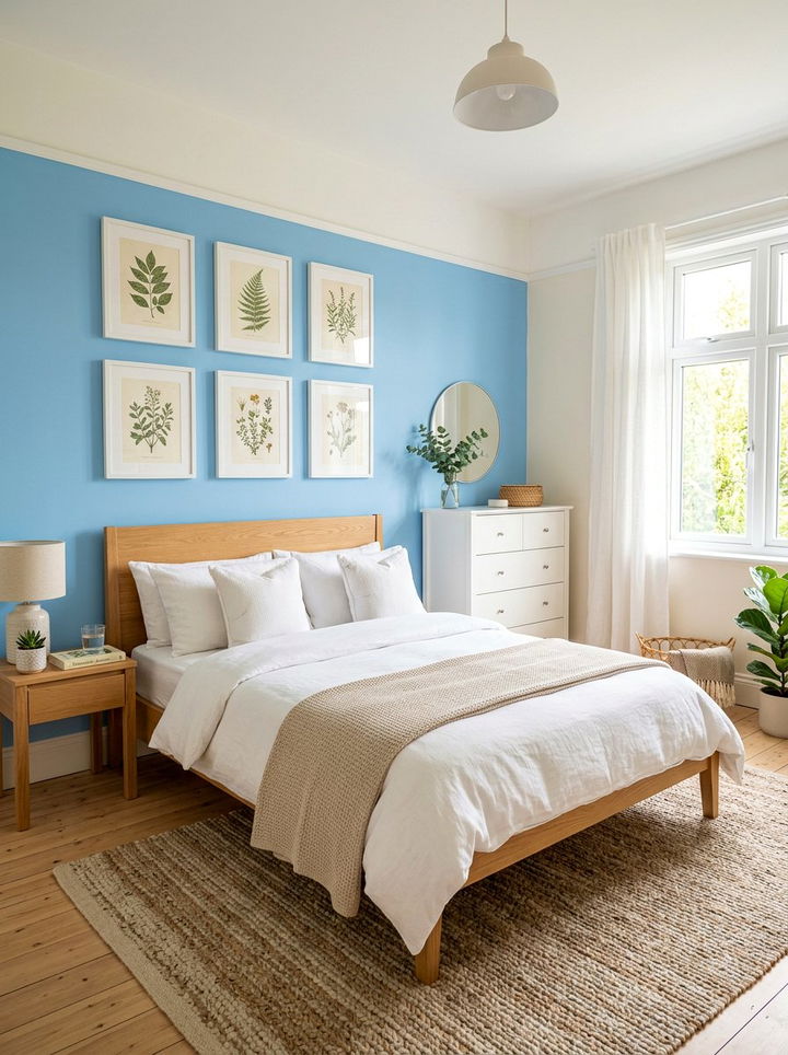 Sky Blue Accent Wall - 30 blue bedroom decor ideas