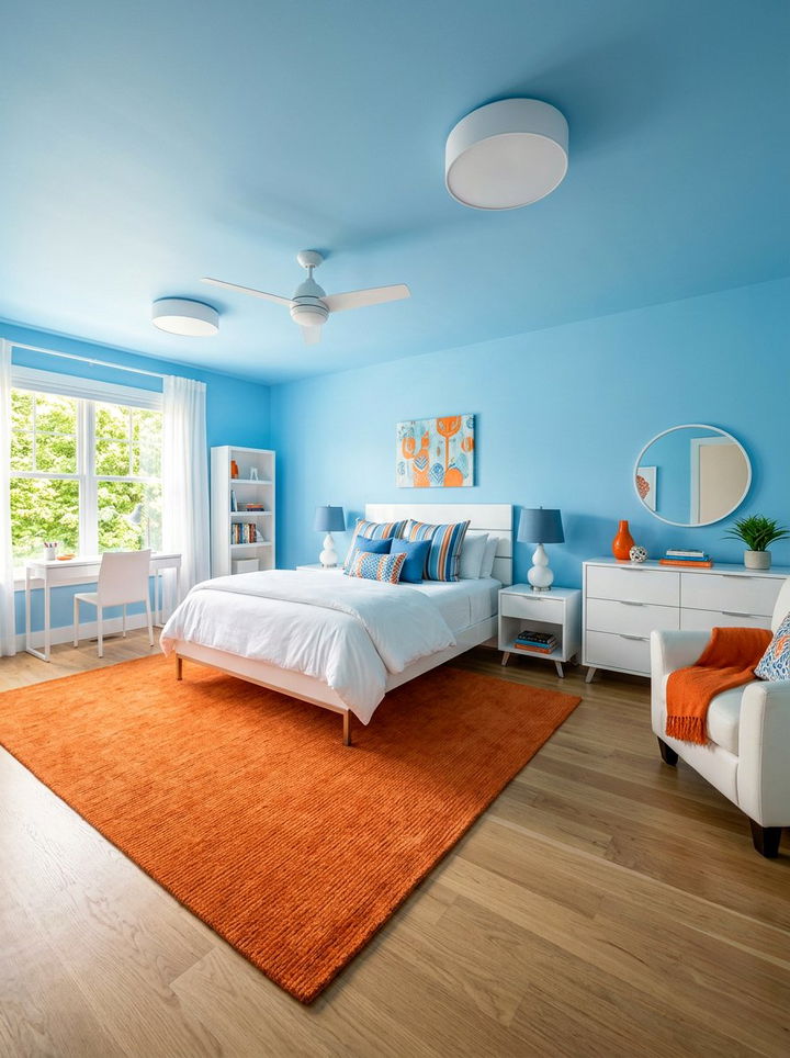 Sky Blue And Orange Bedroom - 30 maximalist bedroom color ideas