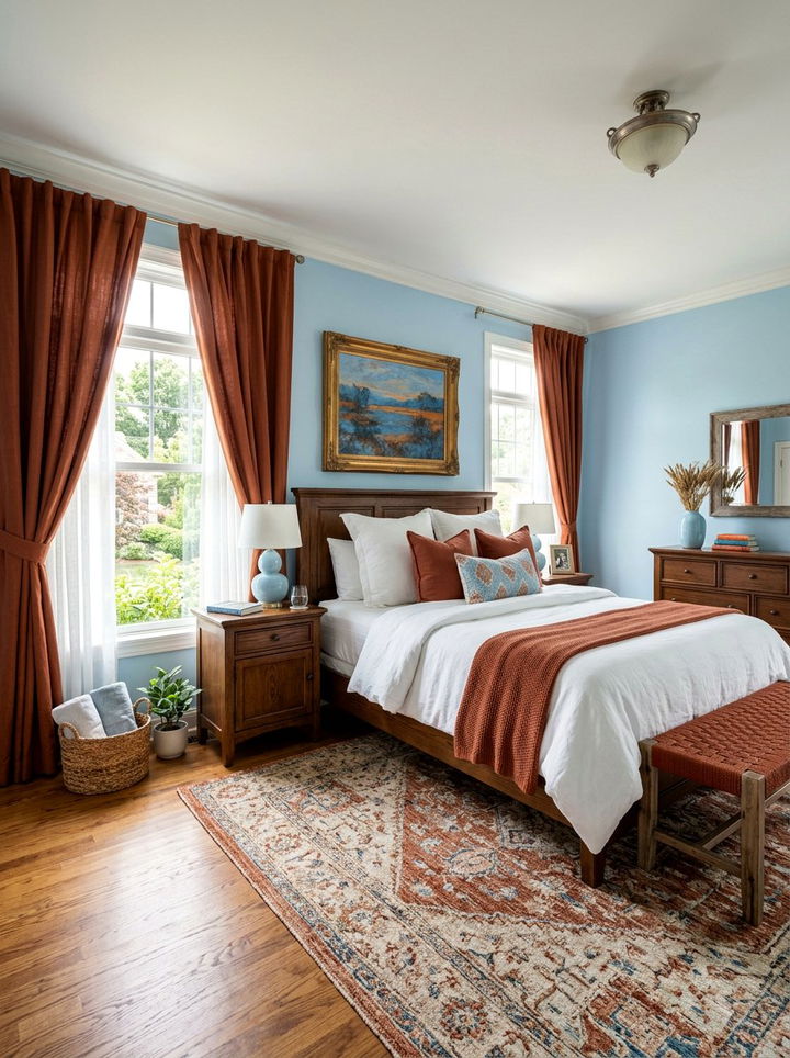 Sky Blue And Rust Bedroom - 30 orange and blue bedroom color combo