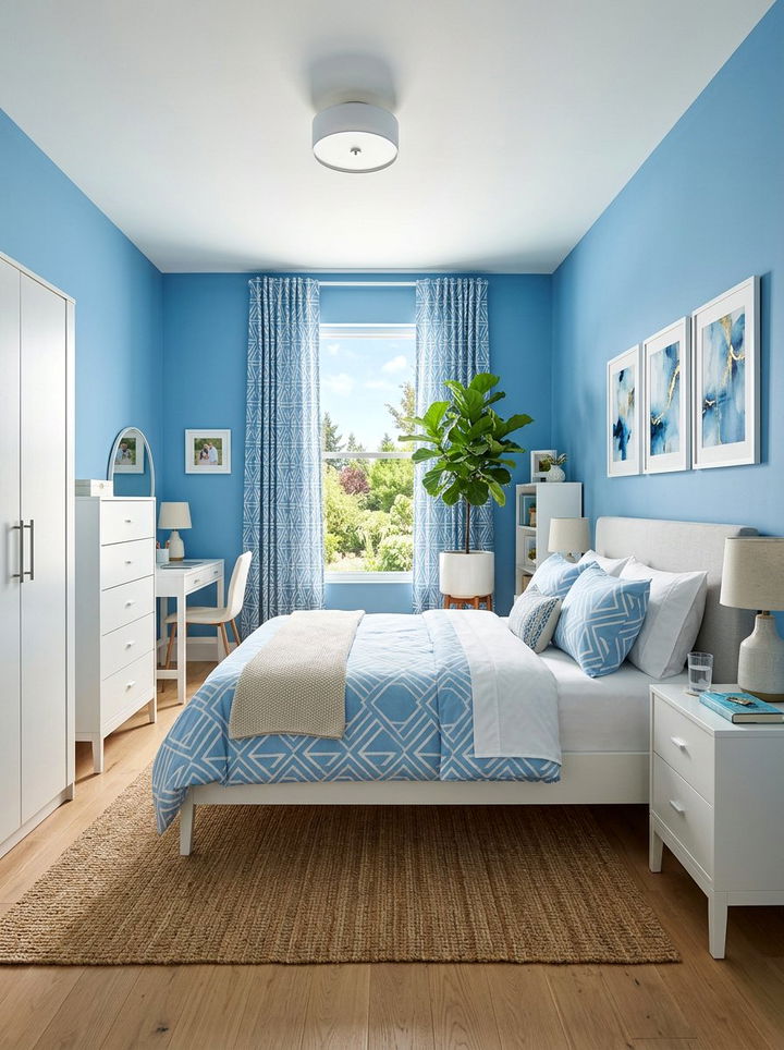 Sky Blue Bedroom - 30 blue and white bedroom ideas
