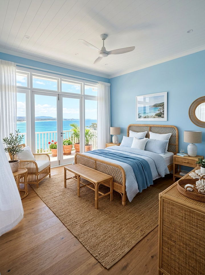 Sky Blue Coastal Bedroom - 30 modern blue bedroom ideas