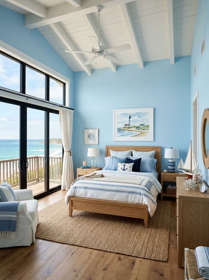 Sky Blue Coastal Retreat - 30 ocean inspired bedroom color ideas