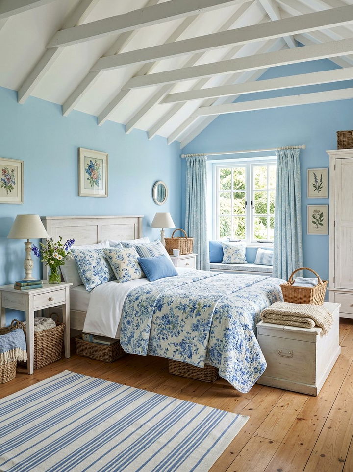 Sky Blue Farmhouse Bedroom - 30 farmhouse blue bedroom ideas