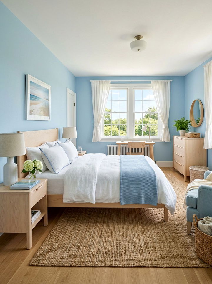 Sky Blue Guest Room - 30 minimalist blue bedroom ideas