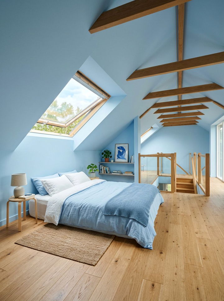Sky Blue Loft Bedroom - 30 sky blue bedroom ideas