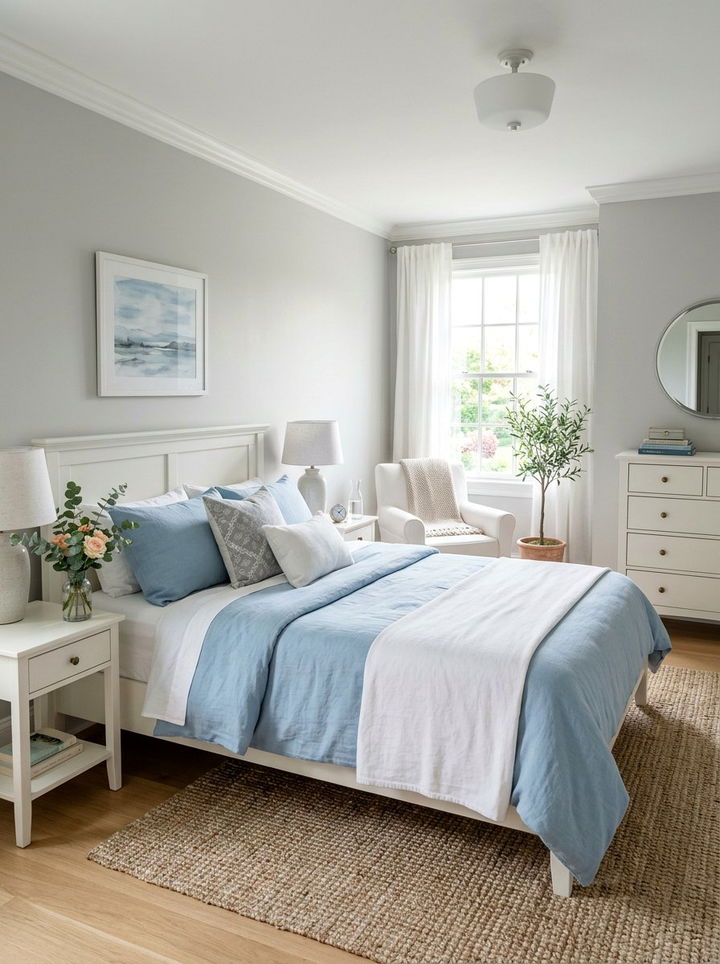 Sky blue and dove gray bedroom - 30 blue and gray bedroom ideas
