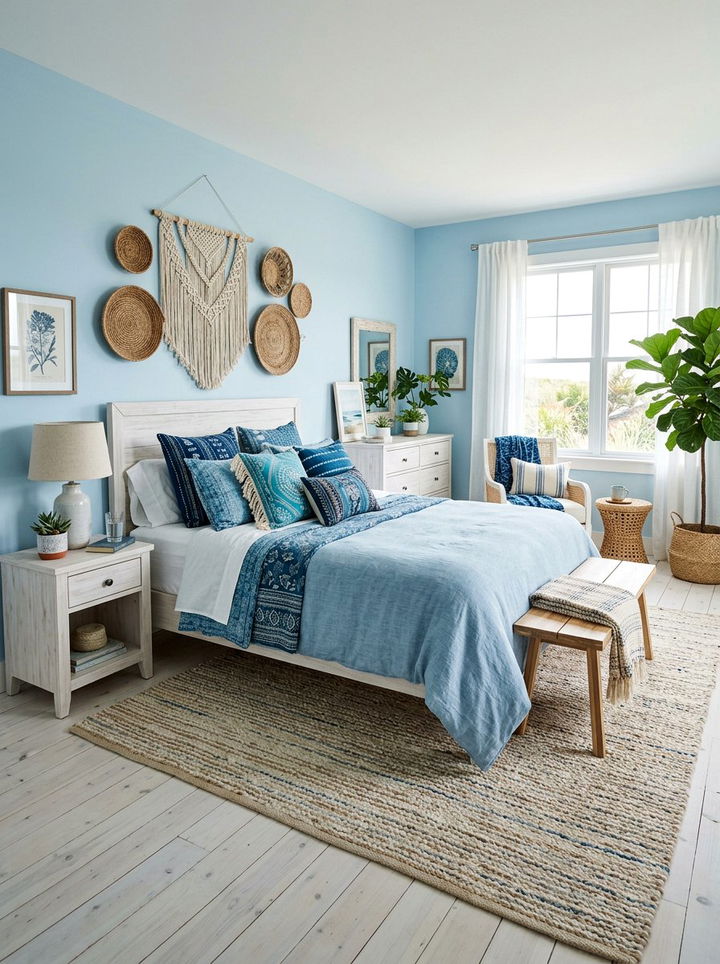 Sky blue boho bedroom - 30 boho bedroom color ideas