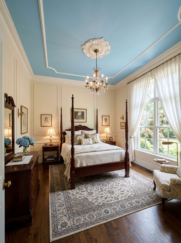 Sky blue ceiling traditional bedroom - 30 traditional blue bedroom ideas