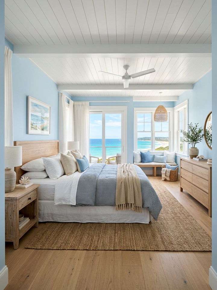 Sky blue coastal bedroom - 30 coastal bedroom color ideas