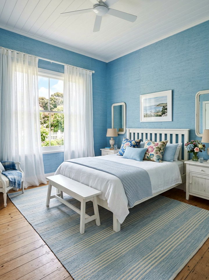 Sky blue grasscloth wallpaper - 30 bedroom grasscloth wallpapers
