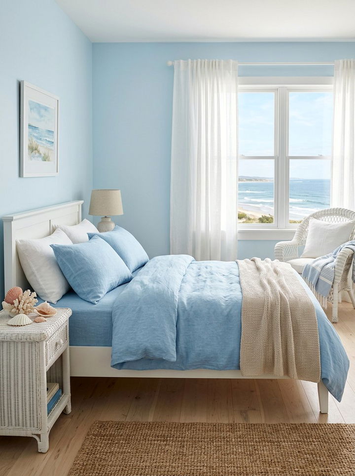 Sky blue linen bedding - 30 bedroom linen bedding ideas