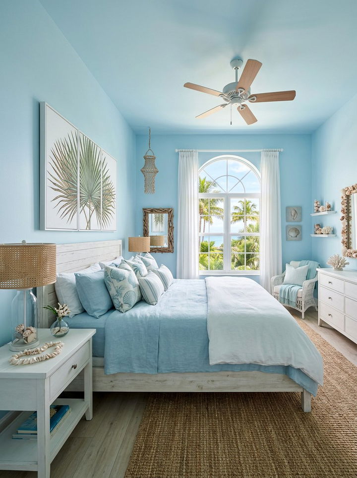 Sky blue tropical bedroom - 30 tropical bedroom color ideas