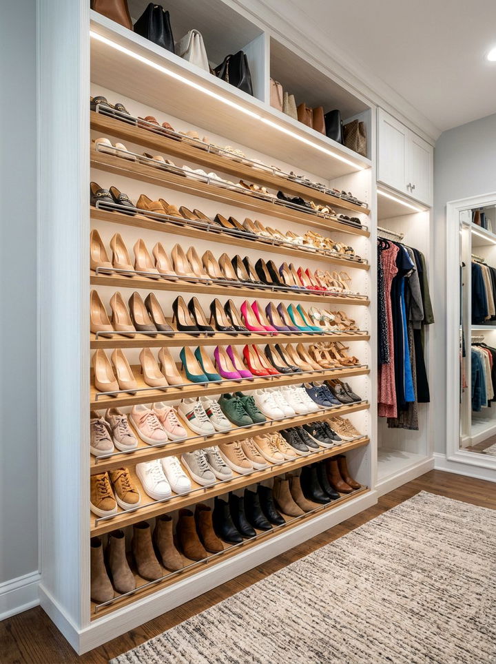 Slanted Shoe Shelf Insert - 30 bedroom closet organization
