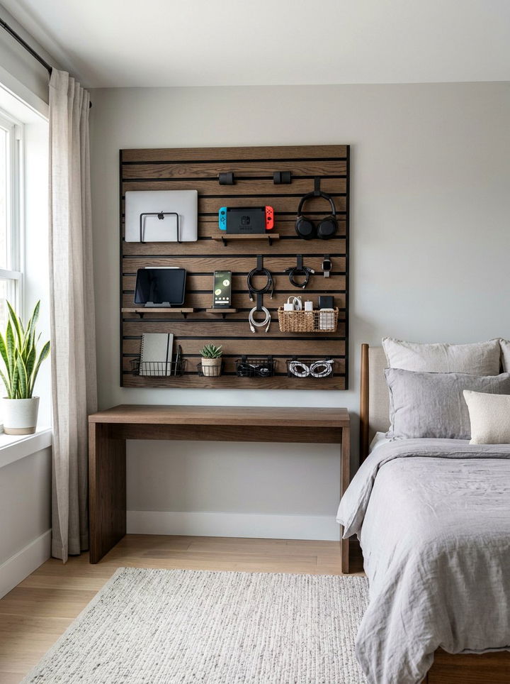 Slat Wall Tech Organizer - 30 bedroom charging stations