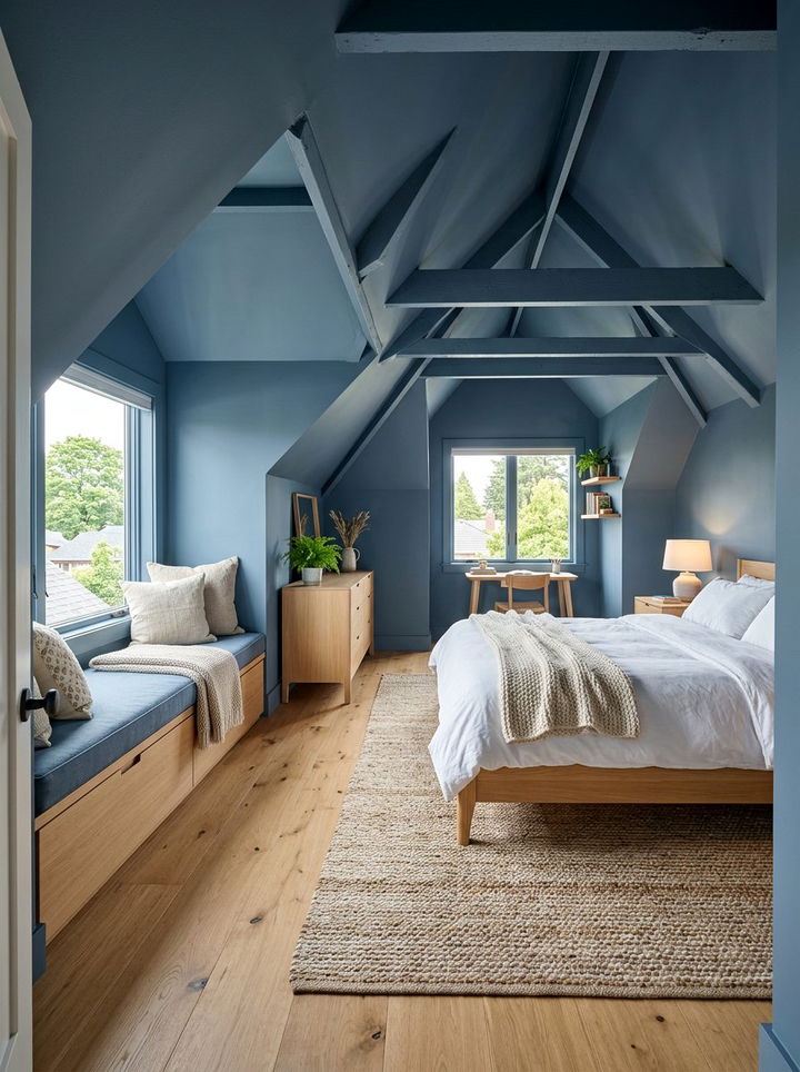 Slate Blue Attic Bedroom - 30 slate blue bedroom ideas